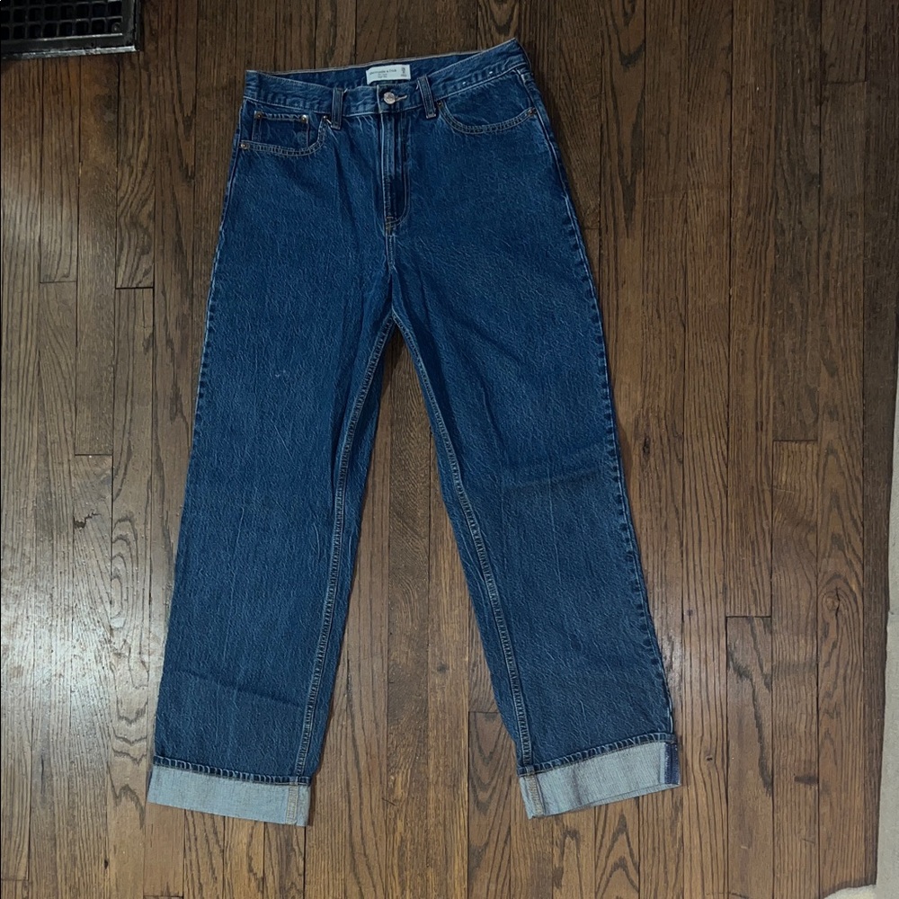 Abercrombie Dark Blue Loose Straight Leg Jeans
